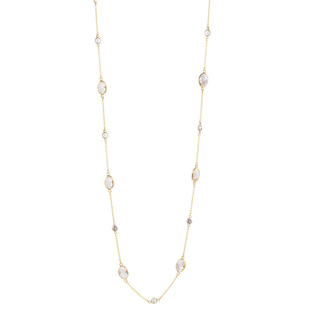 Gold-Tone Metal Crystal Lobster Claw Closure Necklaces