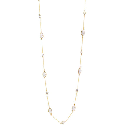 Gold-Tone Metal Crystal Lobster Claw Closure Necklaces