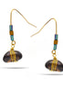 Gold Rainbow natural Beads Brown Stone Drop Earrings
