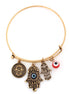 Gold-Tone Oxidised Metalhamsa Hand Evil Eye Charm Bracelets
