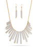Gold And Silver Sand Glitter Adjustable Length Necklace And Earrings Set