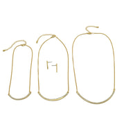 Gold Glittering Set Of 3 Necklace And Earrings Set #SQ291-7796 (BG11)