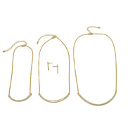 Gold Glittering Set Of 3 Necklace And Earrings Set #SQ291-7796 (BG11)