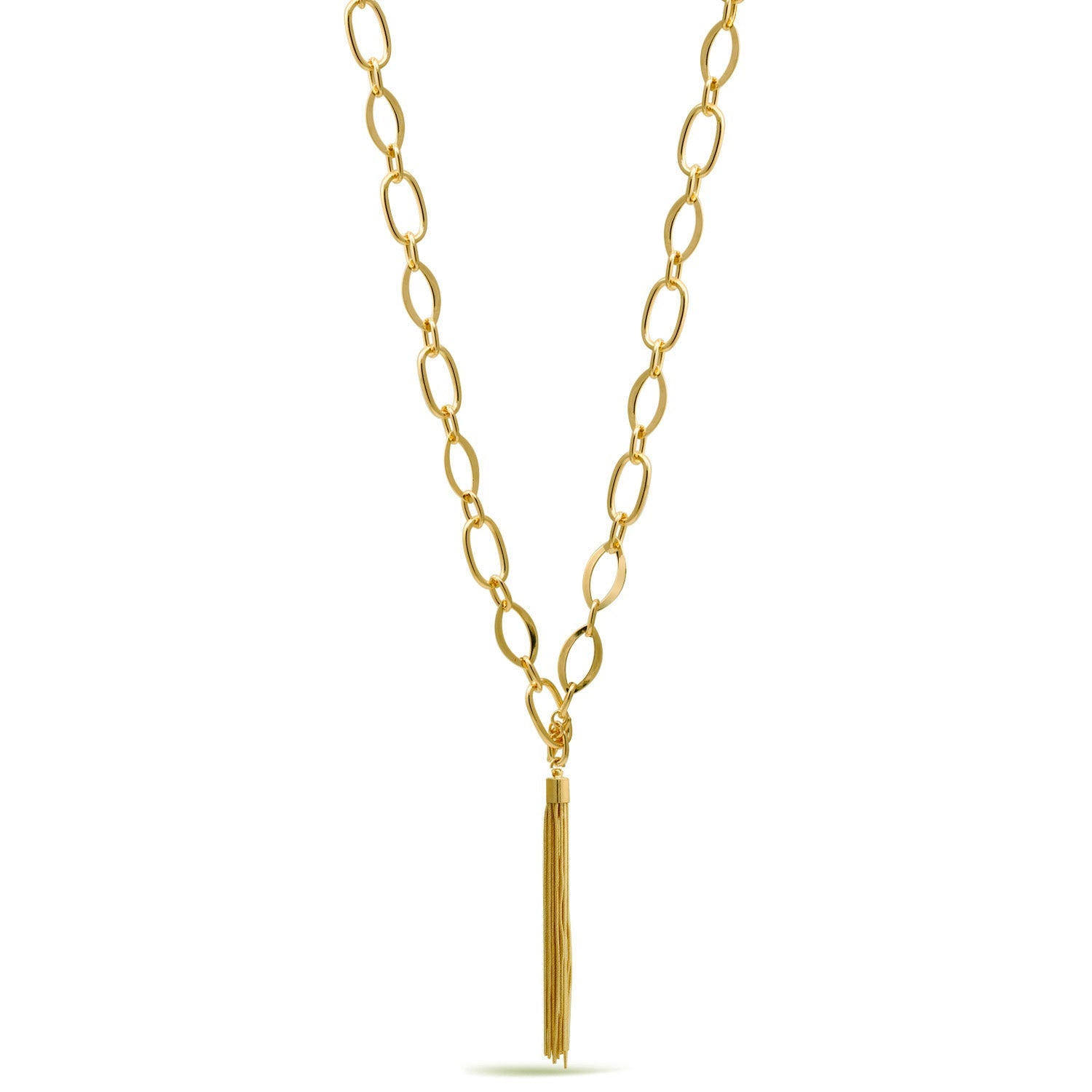 Gold Link Chains With Tassel Necklace #SQ554-N8609EE-G