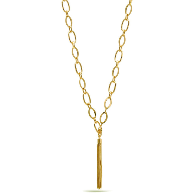 Gold Link Chains With Tassel Necklace #SQ554-N8609EE-G