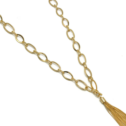 Gold Link Chains With Tassel Necklace #SQ554-N8609EE-G (CC2)