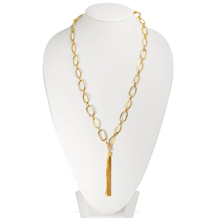 Gold Link Chains With Tassel Necklace #SQ554-N8609EE-G