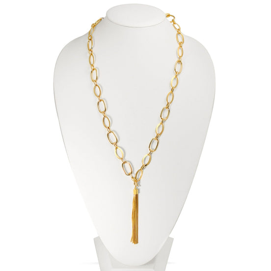 Gold Link Chains With Tassel Necklace #SQ554-N8609EE-G