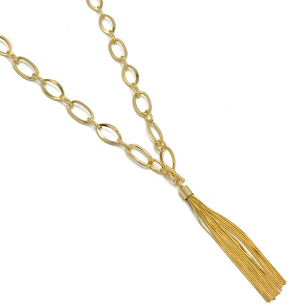 Gold Link Chains With Tassel Necklace #SQ554-N8609EE-G