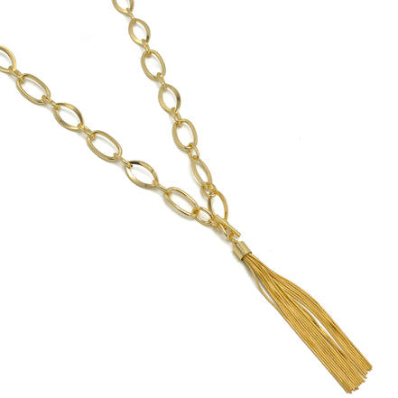Gold Link Chains With Tassel Necklace #SQ554-N8609EE-G (CC2)