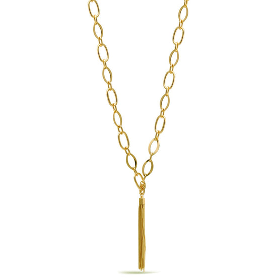 Gold Link Chains With Tassel Necklace #SQ554-N8609EE-G
