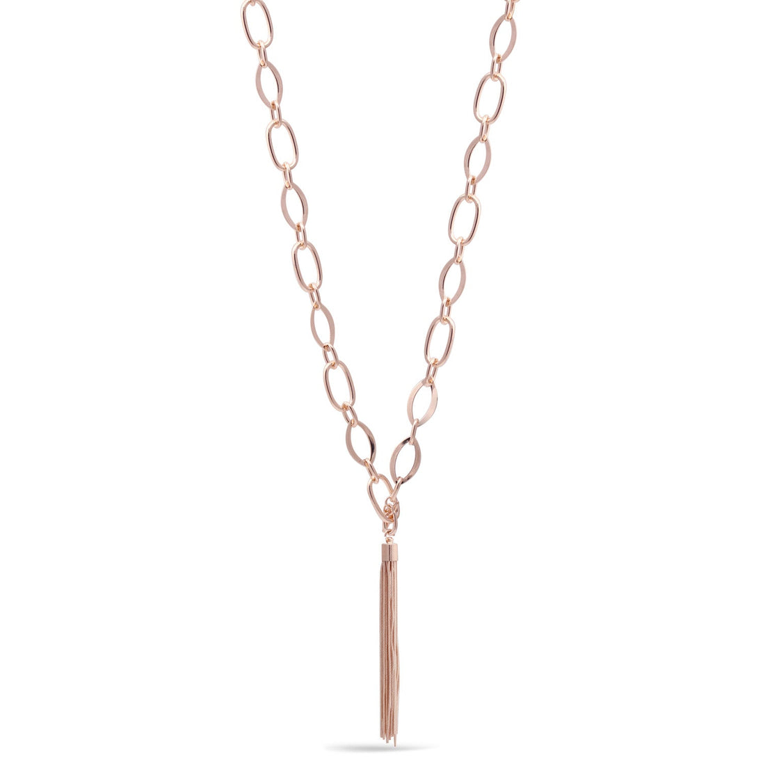 Rose Gold Link Tassel Long Necklace