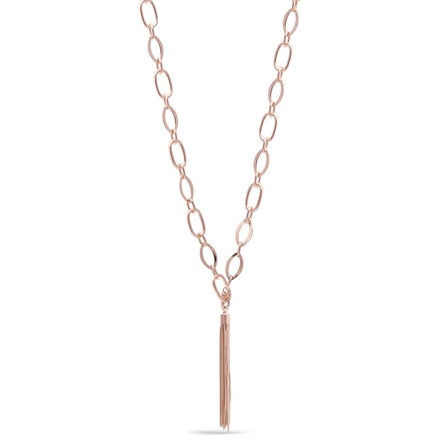 Rose Gold Link Tassel Long Necklace