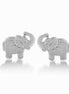 Rhodium-Tone Metal Elephant Stud Earrings