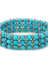 Silver-Tone Metal Turquoise Stretch Bracelets 