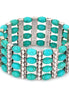 Silver-Tone Metal Turquoise Beads Stretch Bracelets