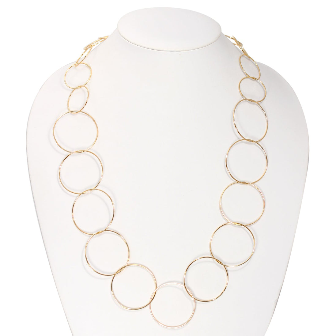Gold-Tone Metal Round Link Adjustable Lobster Claw Closure Necklaces 