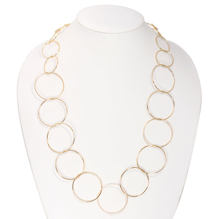 Gold-Tone Metal Round Link Adjustable Lobster Claw Closure Necklaces 
