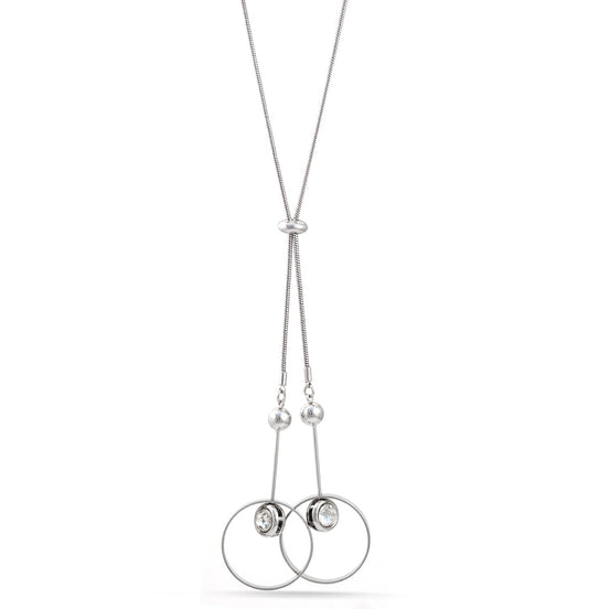 Rhodium-Tone Metal Crystal Lobster Claw Closure Tassel Necklaces 