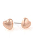 Rose Gold-Tone Metal Heart Stud Earrings