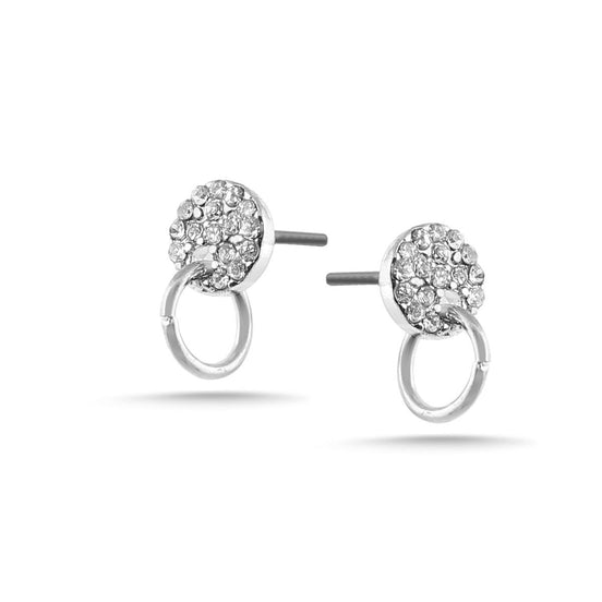 Silver-Tone Metal Crystal Stud Earrings