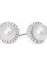 Silver-Tone Metal Cream Pearl Crystal Stud Earrings