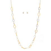 GOLD CRYSTAL WIRE MESH NET TUBE COLLECTION NECKLACE INSIDE CRYSTAL WIRE MESH EARRINGS AND NECKLACE #SWKK-8149 GLD (TG18)