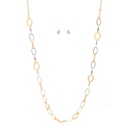 GOLD CRYSTAL WIRE MESH NET TUBE COLLECTION NECKLACE INSIDE CRYSTAL WIRE MESH EARRINGS AND NECKLACE #SWKK-8149 GLD (TG18)