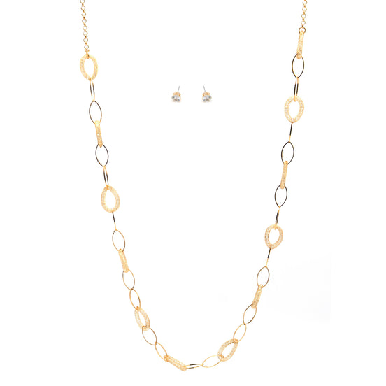 GOLD CRYSTAL WIRE MESH NET TUBE COLLECTION NECKLACE INSIDE CRYSTAL WIRE MESH EARRINGS AND NECKLACE #SWKK-8149 GLD (TG18)