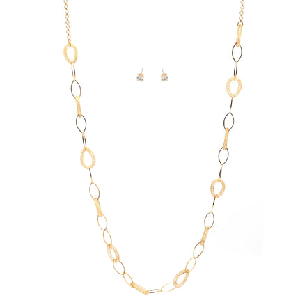 GOLD CRYSTAL WIRE MESH NET TUBE COLLECTION NECKLACE INSIDE CRYSTAL WIRE MESH EARRINGS AND NECKLACE #SWKK-8149 GLD (TG18)