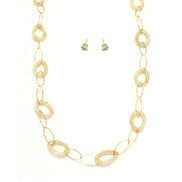 GOLD CRYSTAL WIRE MESH NET TUBE COLLECTION NECKLACE INSIDE CRYSTAL WIRE MESH EARRINGS AND NECKLACE #SWKK-8149 GLD (TG18)