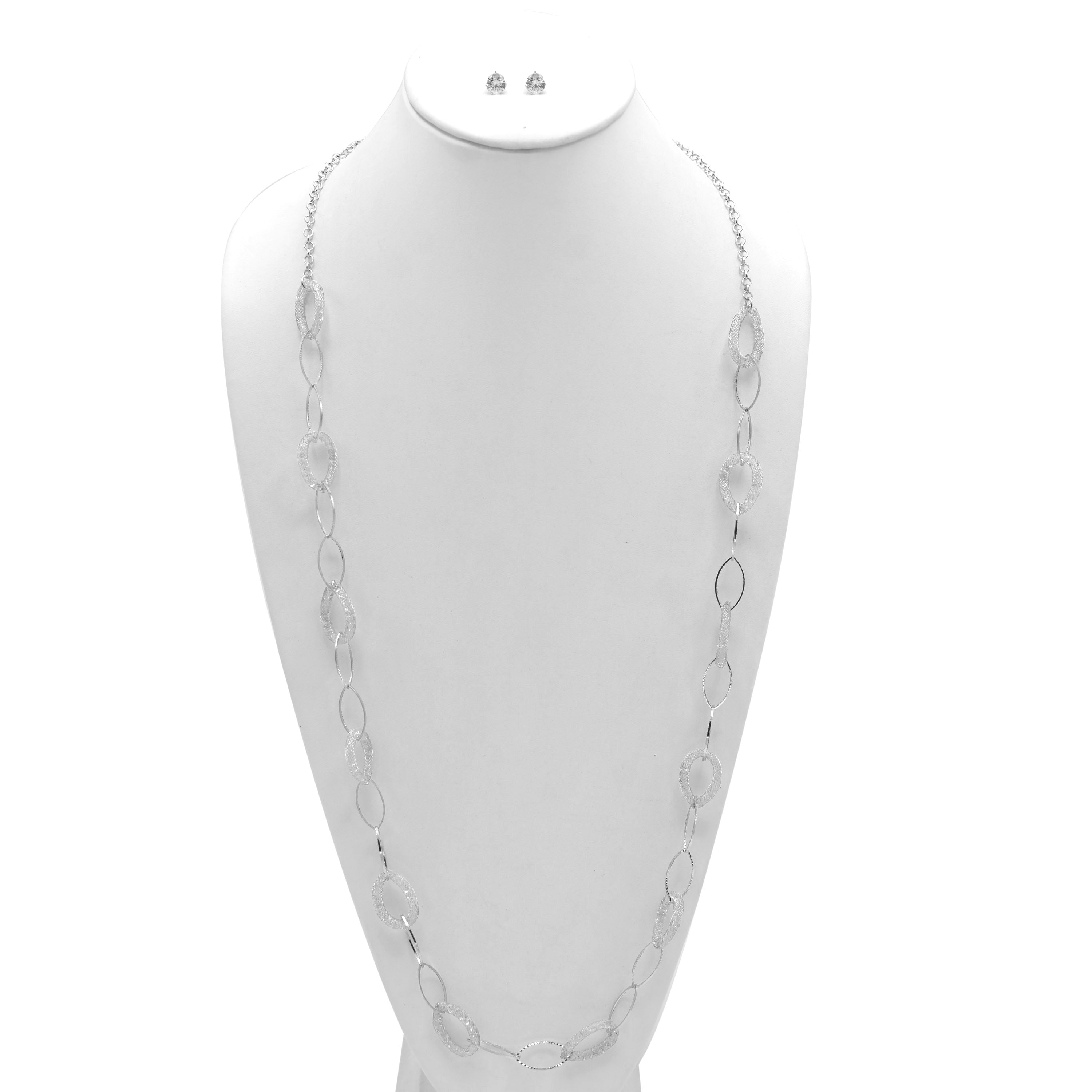 SILVER CRYSTAL WIRE MESH NET TUBE COLLECTION NECKLACE INSIDE CRYSTAL WIRE MESH EARRINGS AND NECKLACE #SWKK-8149 SIL (TA6)