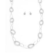 SILVER CRYSTAL WIRE MESH NET TUBE COLLECTION NECKLACE INSIDE CRYSTAL WIRE MESH EARRINGS AND NECKLACE #SWKK-8149 SIL (TA6)