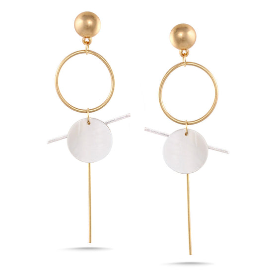 Gold-Tone Metal Mother Of Pearl Drop Earrings