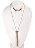 Gold-Tone Metal Coins Adjustable Lobster Claw Closure Tassel Two Layered Necklace