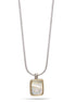 High Quality Two Tone Mother Of Pearl Pendant Silver Rope Chain Adjustable Length Necklaces