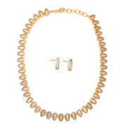 Mother Of Pearl Gold Necklace And Earrings Set