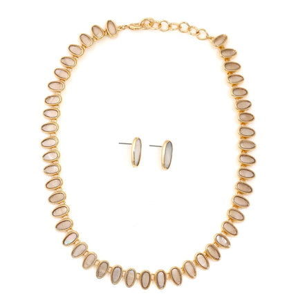 Mother Of Pearl Gold Necklace And Earrings Set