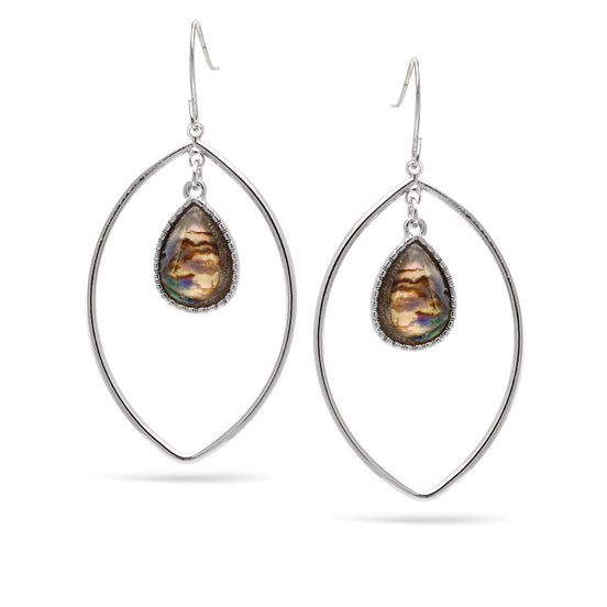 Silver Abalone Teardrop Earrings
