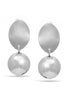 Rhodium Tone Brushed And Shiny Ball Post Earrings