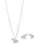 Rhodium 0.5"Inches Elphant Pendant Adjustable Chain Necklace And Earrings Set
