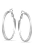 Three Circle Shiny And Diamond Cut Rhodium Hoop Earrings