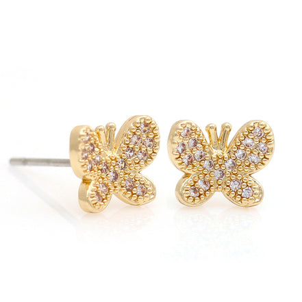 Gold Butterfly Crystal Earrings