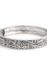 Rhodium Tone Metal Filigree Hinged Bracelet