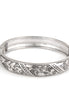 Rhodium Tone Metal Filigree Hinged Bracelet