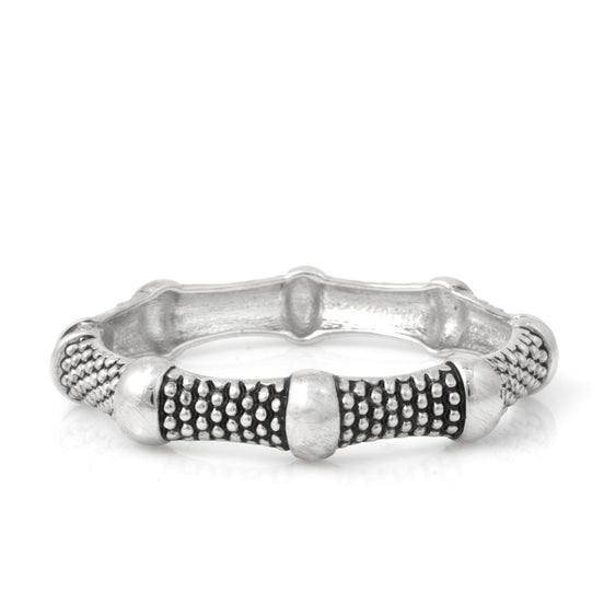 Silver-Tone Metal Tiny Balls Pattern Hinged Bracelet