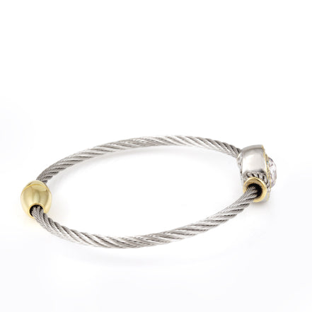 TWO TONE CLEAR CRYSTAL CLASSIC CABLE BRACELET 62994BR-CLR (FG20)