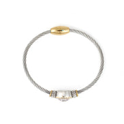TWO TONE CLEAR CRYSTAL CLASSIC CABLE BRACELET 62994BR-CLR (FG20)