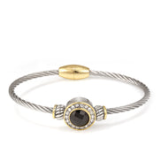 TWO TONE JET CRYSTAL CLASSIC CABLE BRACELET 62994BR-JET (FH20)