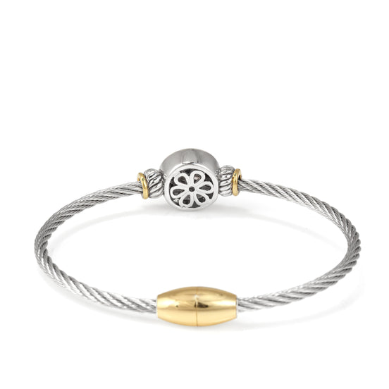 TWO TONE JET CRYSTAL CLASSIC CABLE BRACELET 62994BR-JET (FH20)